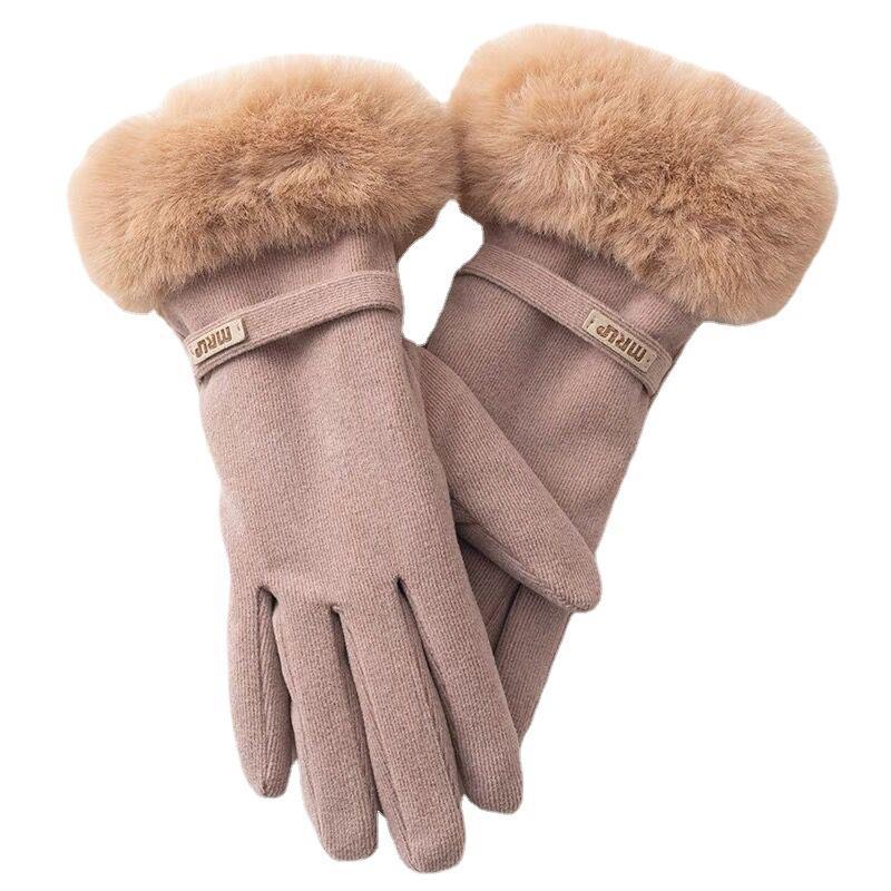 Gloves for Women In Winter Plus Velvet Thickened Warm and Cute Cycling Cold Proof Cycling Windproof Touch Screen Skiing