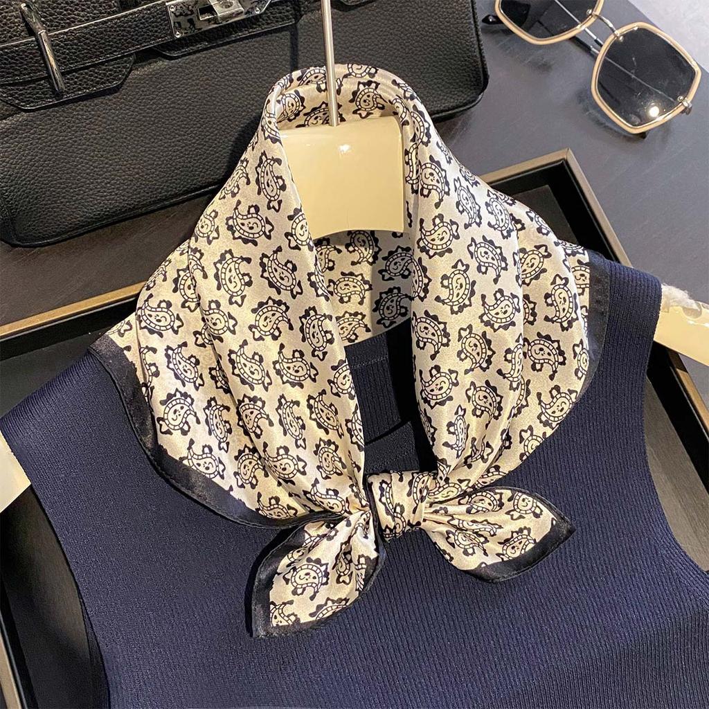 Spring and Summer New 111 Mulberry Silk Cashew Flower Silk Square Scarf Women's Commuting Versatile Temperament Printed Square Scarf