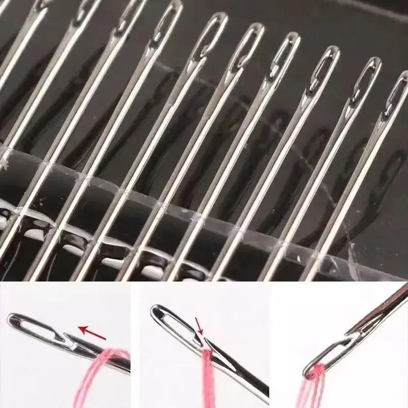 30pcs Hand Sewing Needles Elderly Stainless Steel Quick Automatic Self-Threading Needle Stitching Pins DIY Punch Needle Threader
