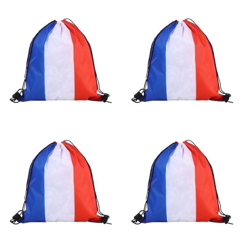 Pack Of 4 Durable Polyester Drawstring Bags With Tournament Flags Football Fan Gift For Party Favors And Sports Event