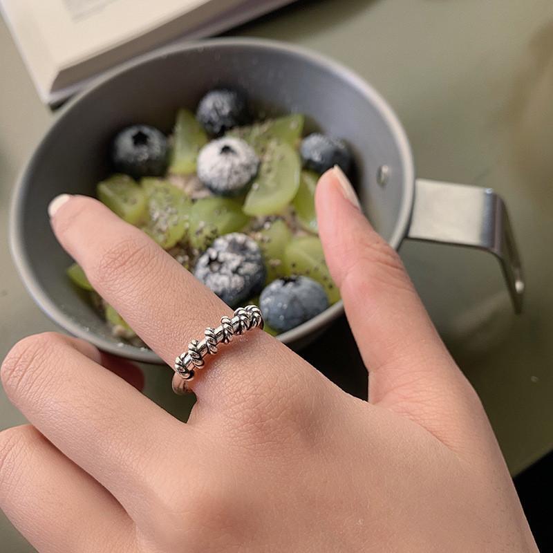 Elegant Adjustable Open Ring With Retro Twisted Design Crafted From 925 Silver J1357