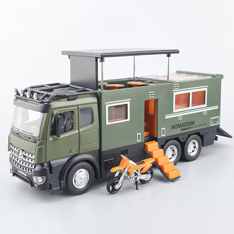 1:18 Benz Arocs Nomadism Navigator F RV Alloy Diecast Model Car Home Trendy Ornaments & Computer Desktop Decoration Birthday Toy