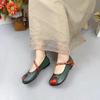 Johnature Genuine Leather Mixed Colors Flats Retro Versatile Shallow Soft Sole Handmade Women Shoes