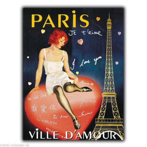 METAL SIGN WALL PLAQUE PARIS JE TAIME LOVE VILLE DAMOUR poster art pictureAluminum 20x30cm(7.8x11.8inch)