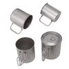 4PCS Camping Mug Portable Stainless Steel Coffee Cup with Foldable Handle and Lid for Backpacking
