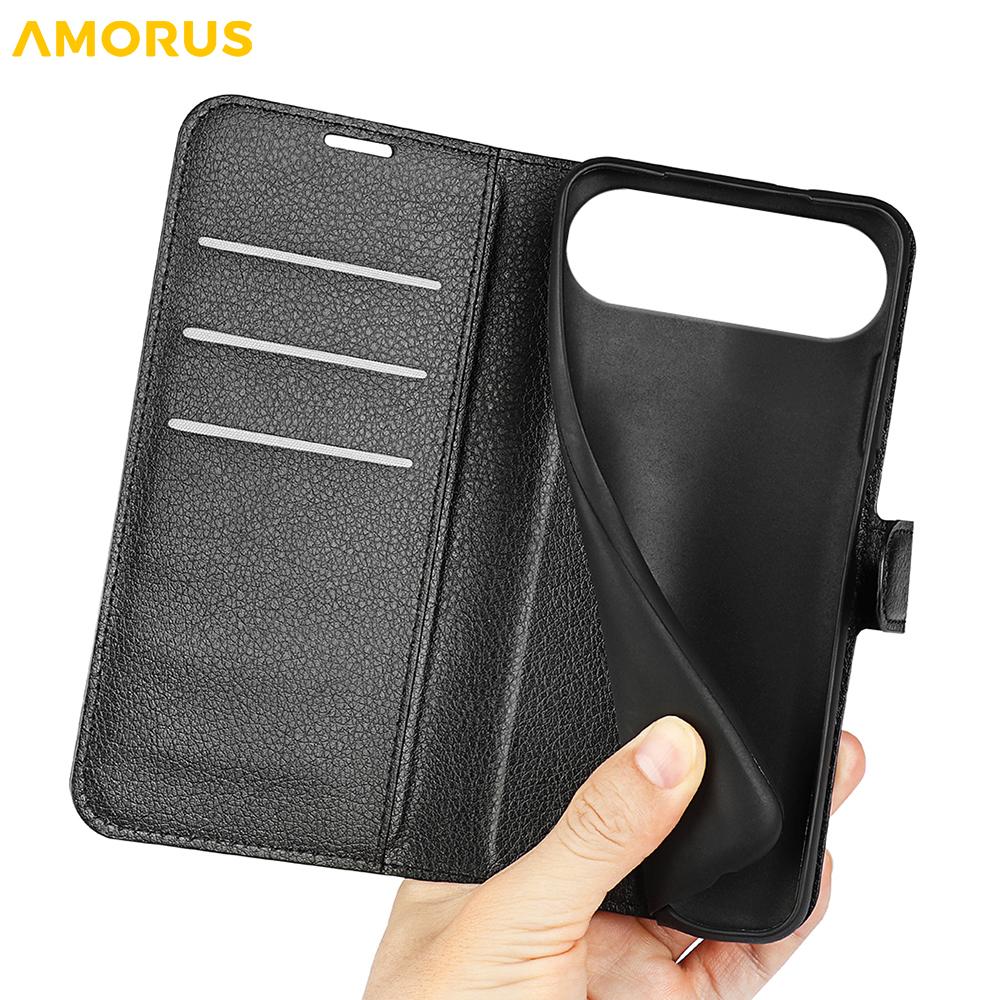 For iPhone Air Wallet Case Litchi Texture Shockproof Leather Flip Stand Phone Cover
