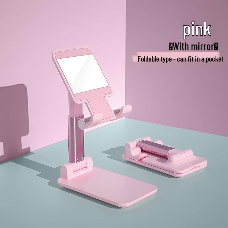 

Adjustable Telescopic Phone Holder for Desktop & Mobile - Portable, Universal, and Foldable. Standard рожевий