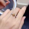 Cincin Batu Sampanye Wanita Perak Murni 925 Mewah Cincin Pernikahan Jari Berlian Mode untuk Wanita Cincin Pertunangan untuk Wanita