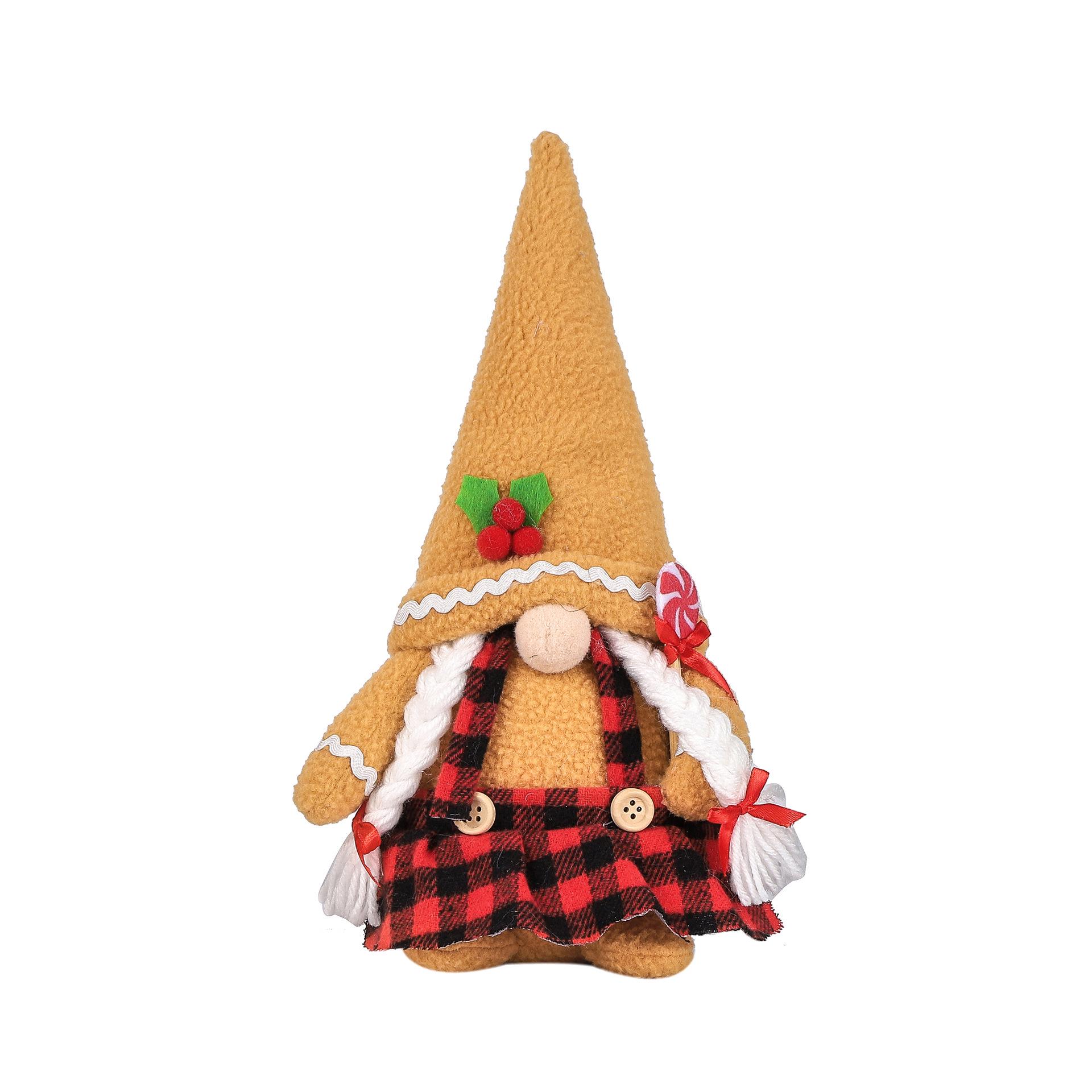 Christmas Gingerbread Man & Rudolph Faceless Doll Ornaments with Festive Hats