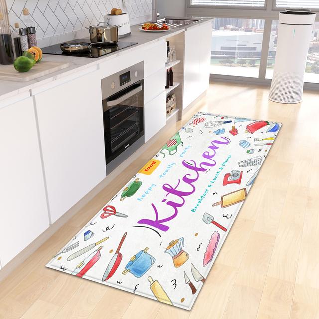 Kitchen Floor Mat Doormat for Living Room Bedroom Door Balcony Decorative Floormat Non-slip Long Strip Area Carpet