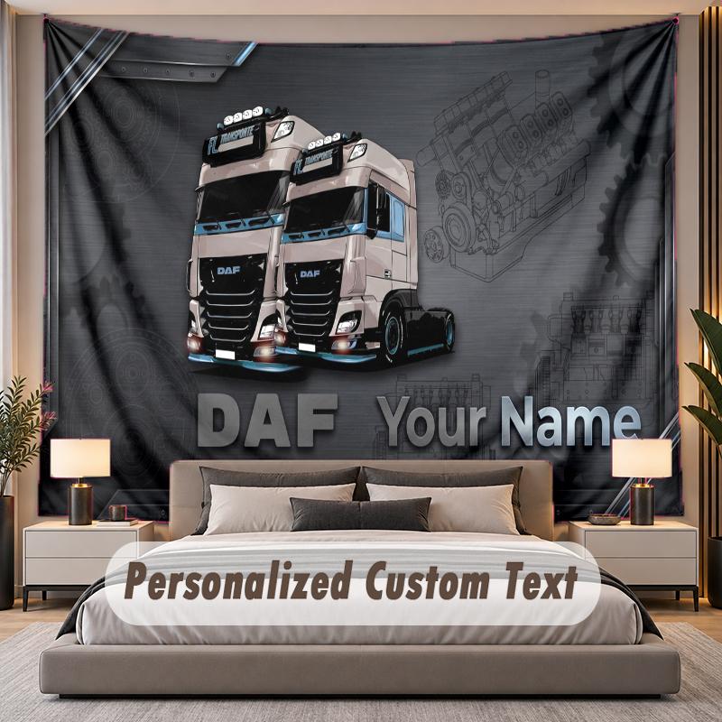Custom Name Text Tapestry DAF Personalized Polyester Wall Tapestry For Bedroom And Room