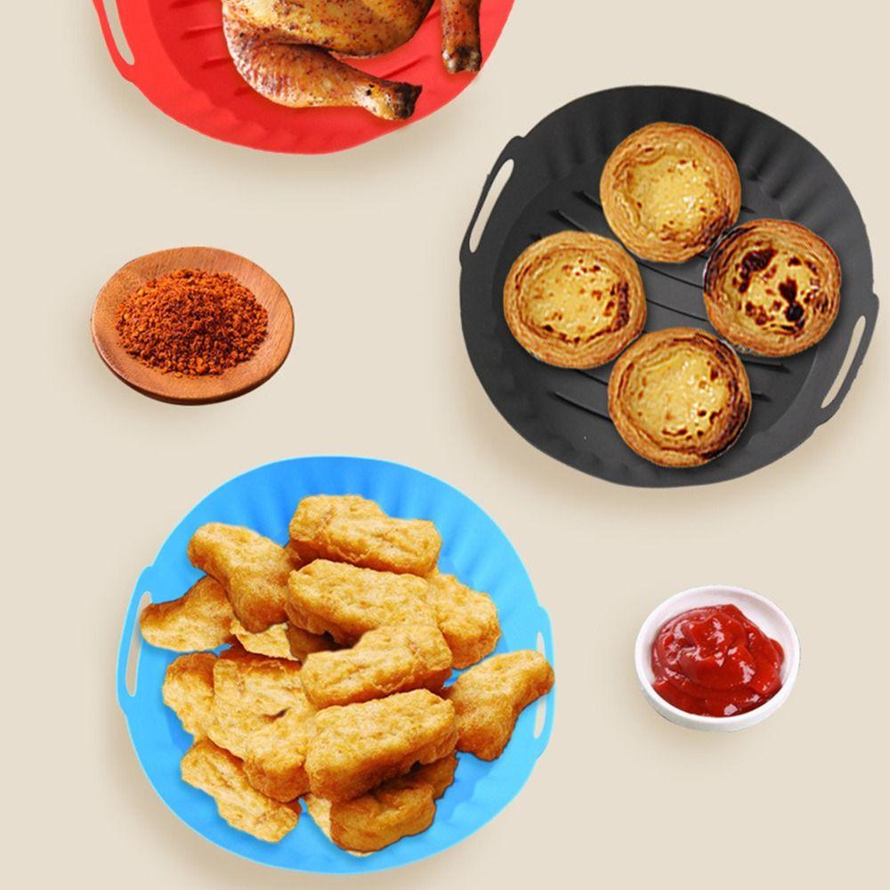 Reusable Air Fryer Baking Pan Foldable Round Baking Tray New Silicone Cooking Tray  Oven Use
