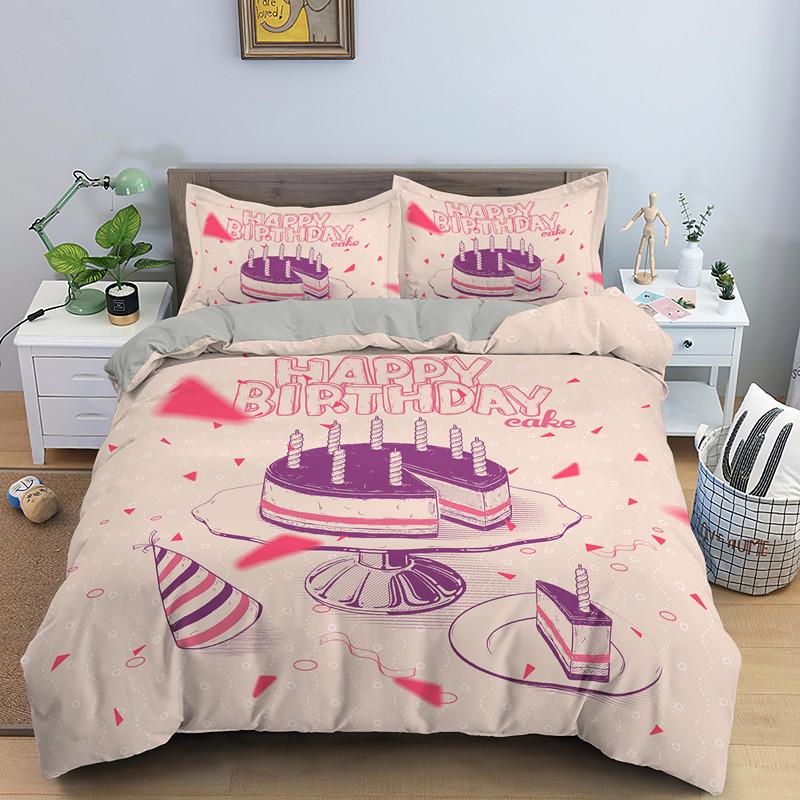 Coffee Cake King Queen Duvet Cover Lovely Afternoon Tea Drawing Bedding Set For Adult Western Drink 2/3pcs Polyester Quilt Cover