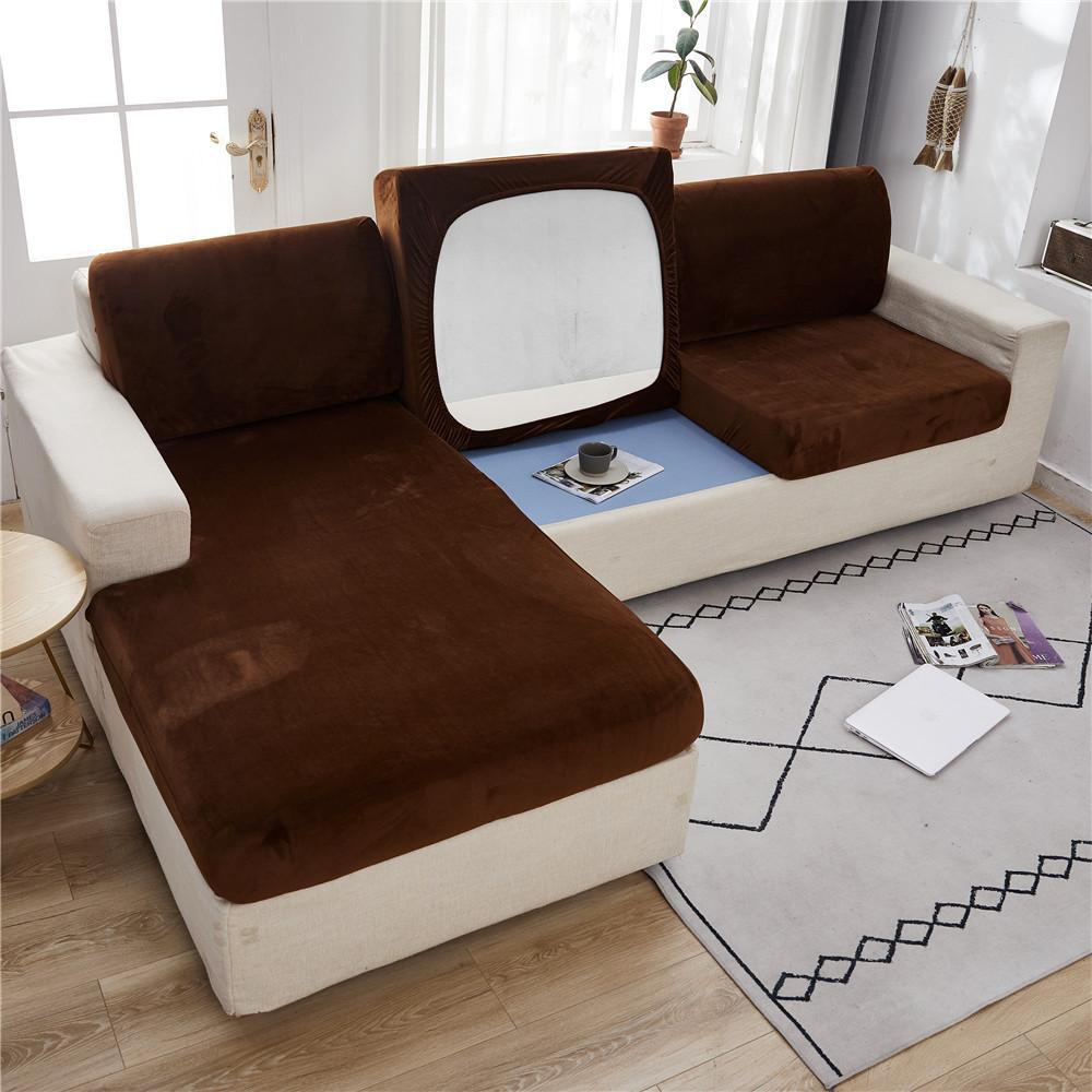 European Soft Plush Sofa Cushion Cover All-inclusive High Elastic Coral Fleece Universal Slipcover 1/2/3 Seater Couch Covers