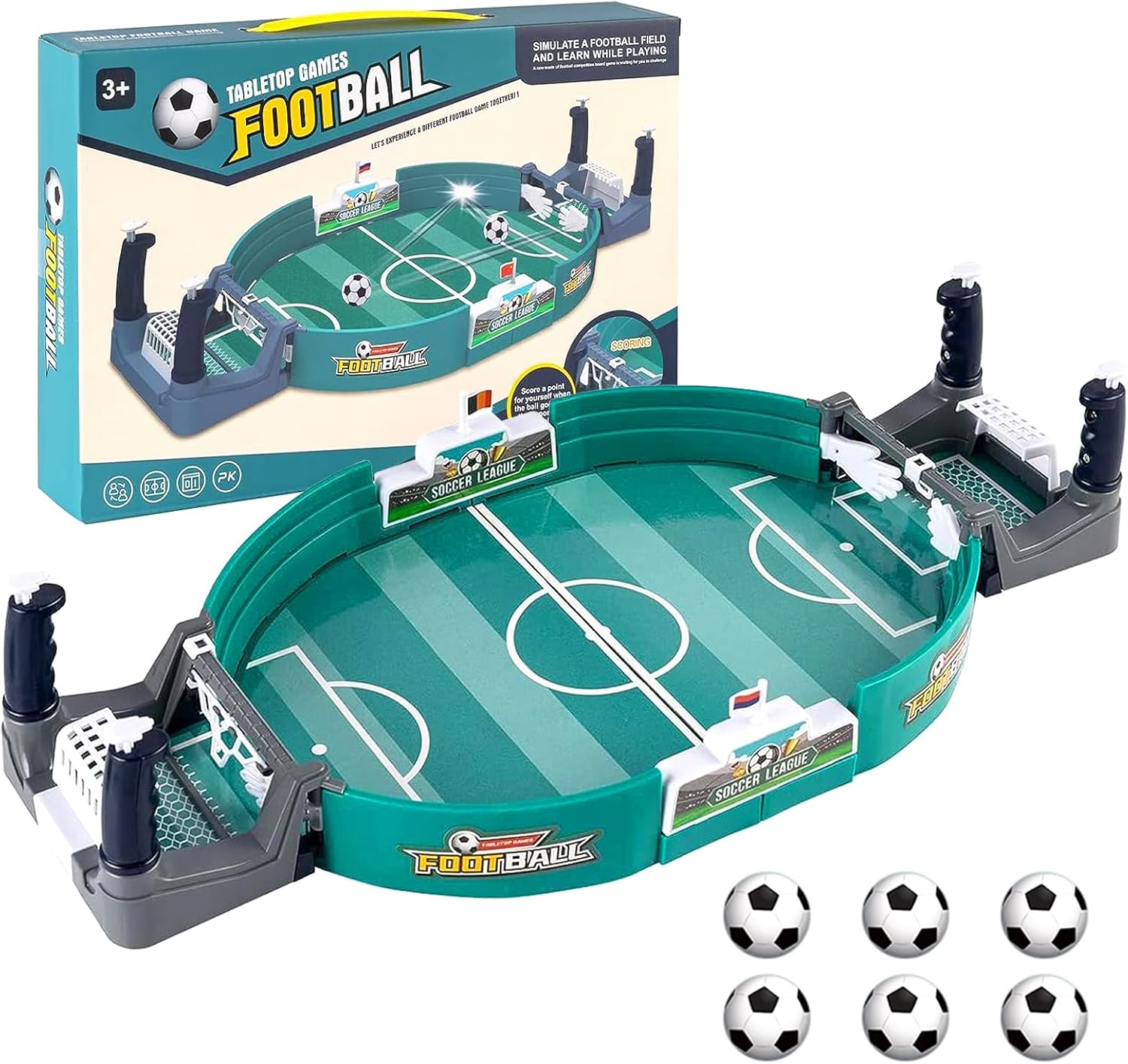 

Интерактивный настольный футбол Мини-настольный футбол с 6 мячами Настольный футбол Детская настольная игрушка Набор для настольного футбола Вечеринка Настольный футбол зелёный