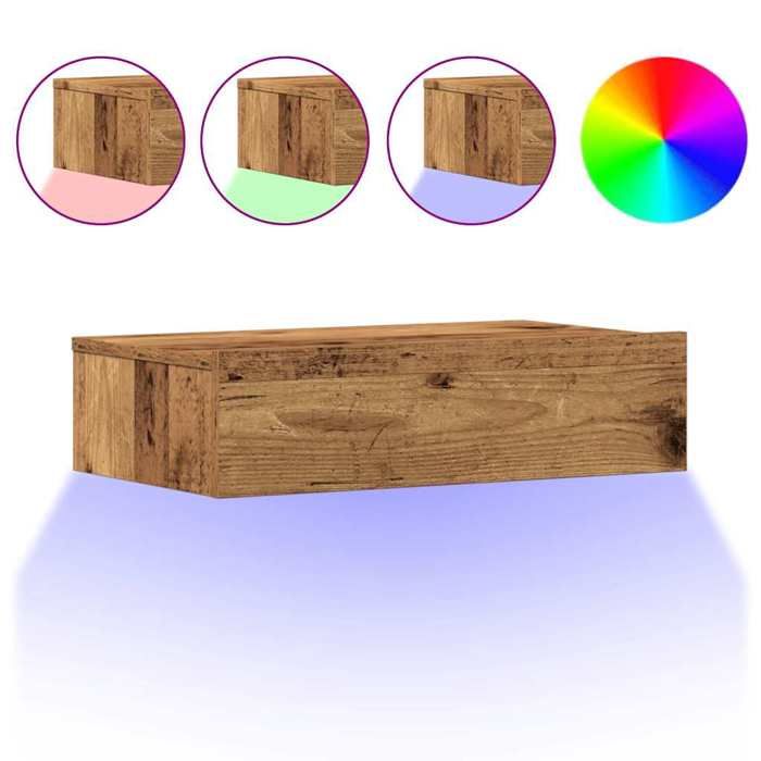 VidaXL Table de chevet vieux bois 60x35 cm bois d'ingénierie, table d'appoint, armoire de lit, table d'appoint pour chambre, 3329159
