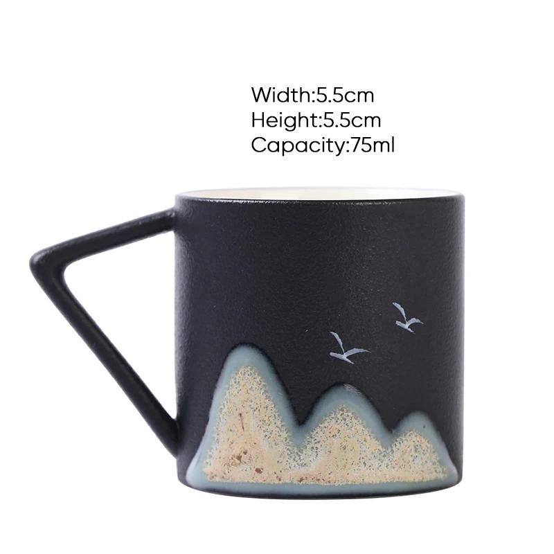 1pcs Chinese Style Mountain Ceramic Kung Fu Tea Cup Creative Pottery Espresso Cups Porcelain Coffee Cup Afternoon Teacup