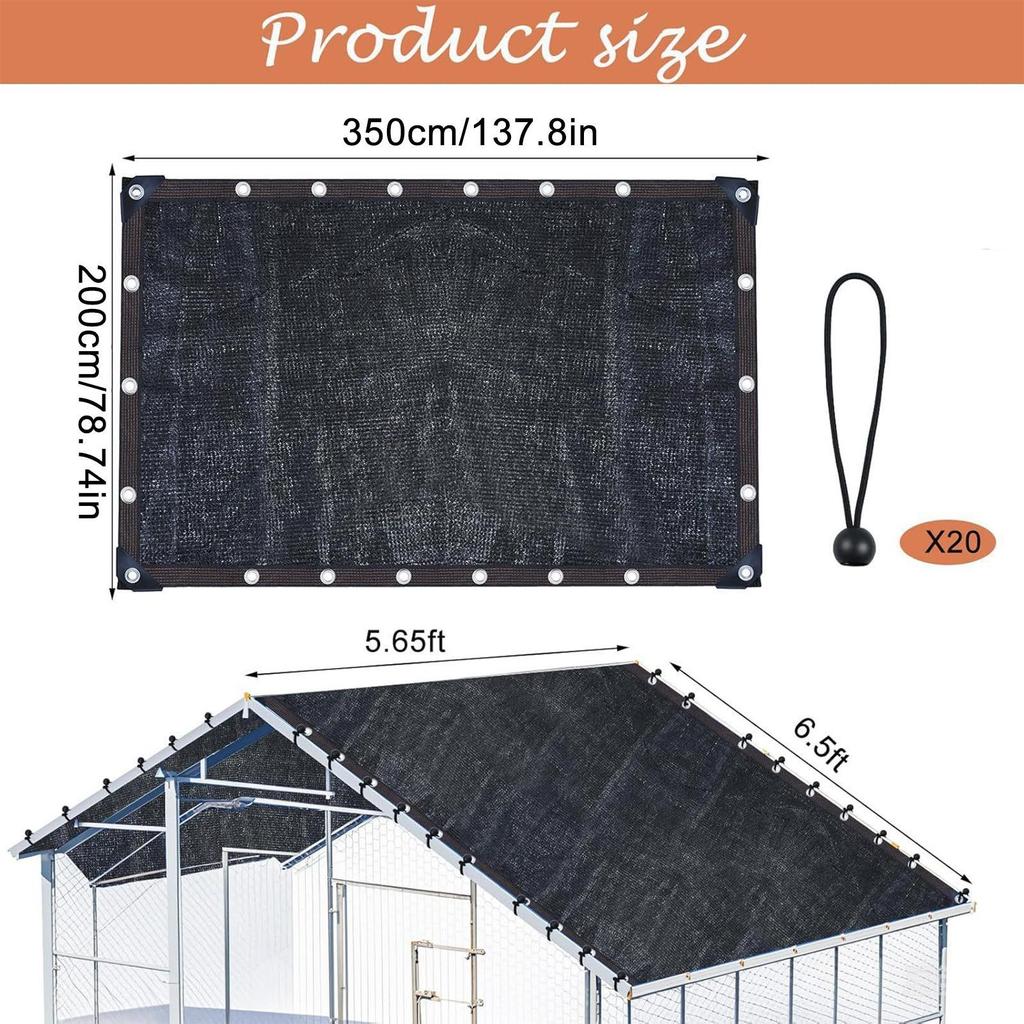 Lona para Gallinero Techo para Gallinero con 20 Cuerdas de Bola Malla de Red Pantalla Protector Solar Tela de Sombra para Invernadero