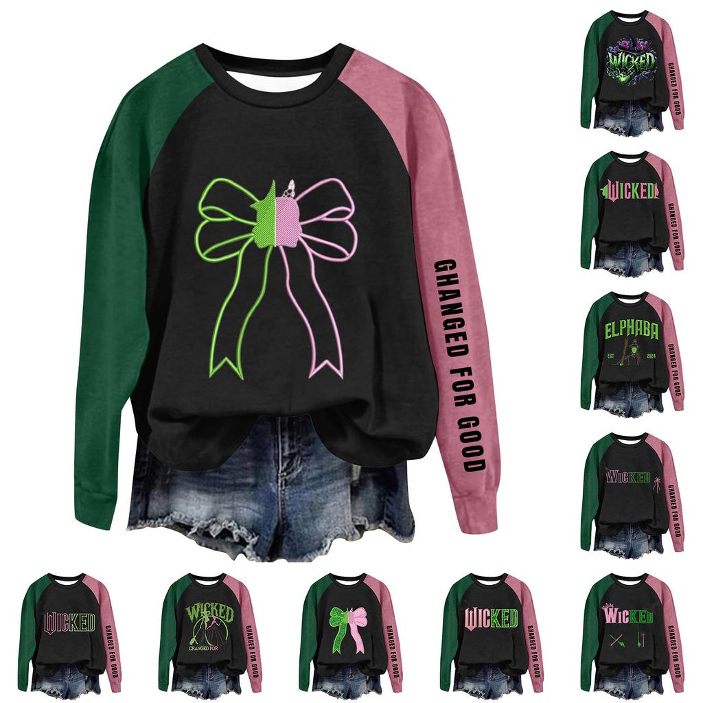 Round Neck Long Sleeve Sweatshirts For Women Print Graphic Top Casual Basic Tops Pullover