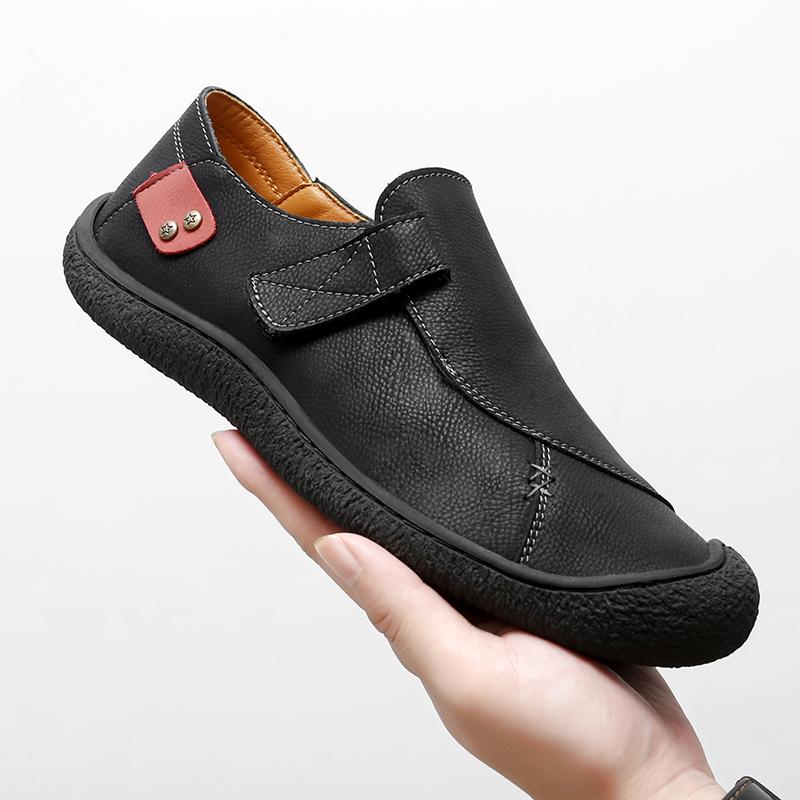 Fashion Genuine Leather Mens Leisure Walk Flats New Handmade Outdoor Loafers Man Casual Driving Shoes Vintage Style Male Hiking Footwear