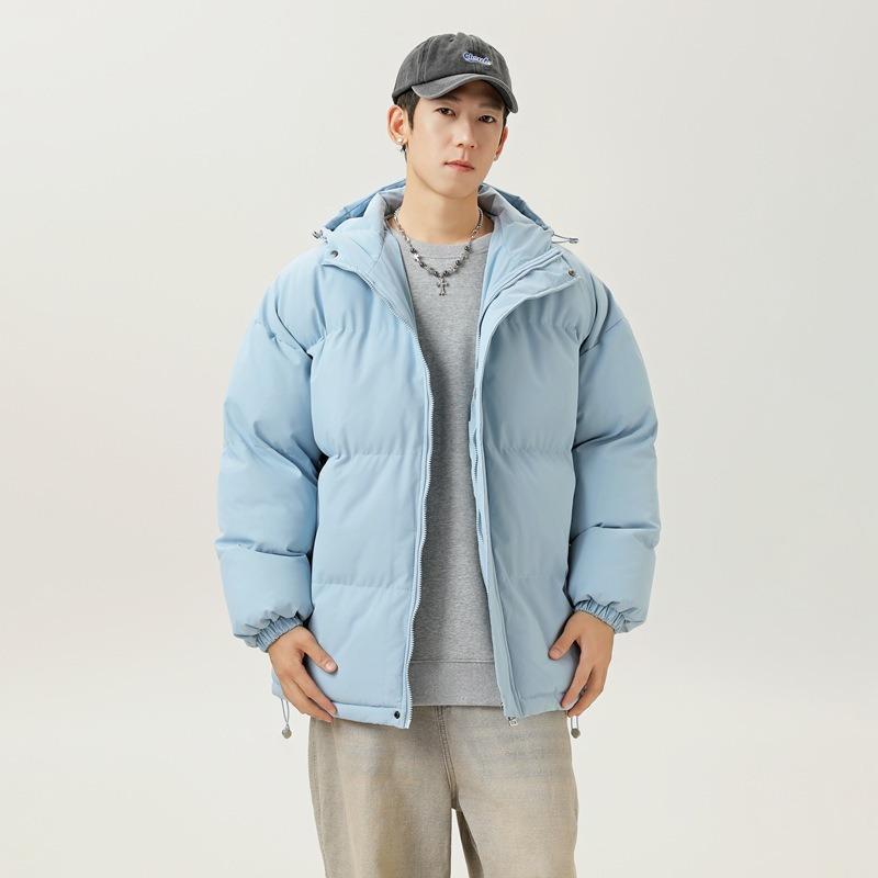 Autumn and Winter New Loose Stand-up Collar Hooded Cotton-padded Clothes Men, Guochao Simple and Versatile Warm Thickened Bread Cotton Clothes