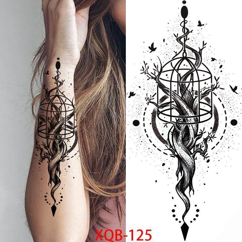 1 PC 210*114MM Waterproof Temporary Tattoo Sticker Spider Flash Tattoos Sanskrit Tiger Flower Body Art Arm Fake Tatoo For Women Men