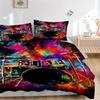 3pcs Colorful Drum Set Print Comforter Set with One Quilt Cover and Two Pillowcases (No Core) - Festival Gift for Home Decor, Anime Cartoon Design, Po