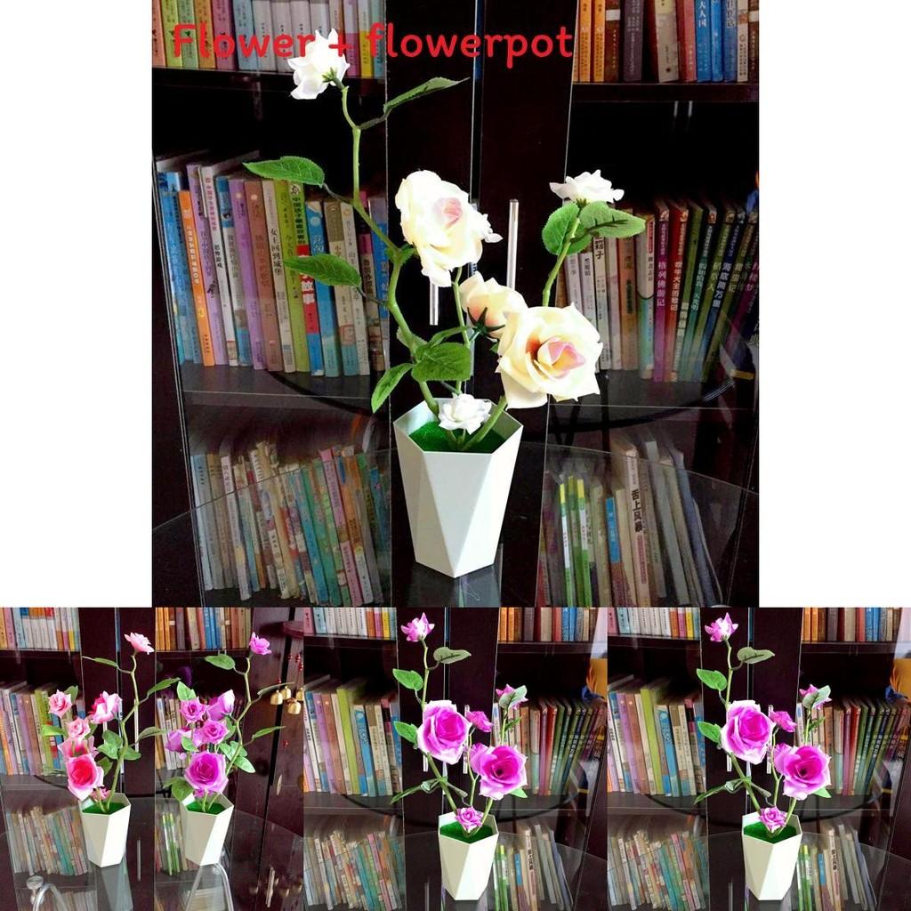 Artificial Rose Plant With Silk Flowers For Home Decor And Gift Use