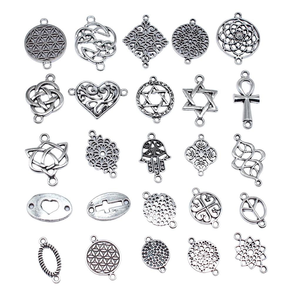10pcs Vintage Antique Silver Color Connector Charms For Earring Necklace Bracelet Making Jewelry Making Findings