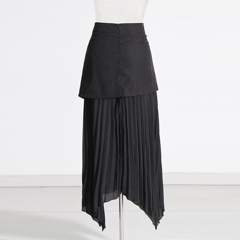2025 Autumn Elegant Patchwork Tassel Pleated Midi Skirt