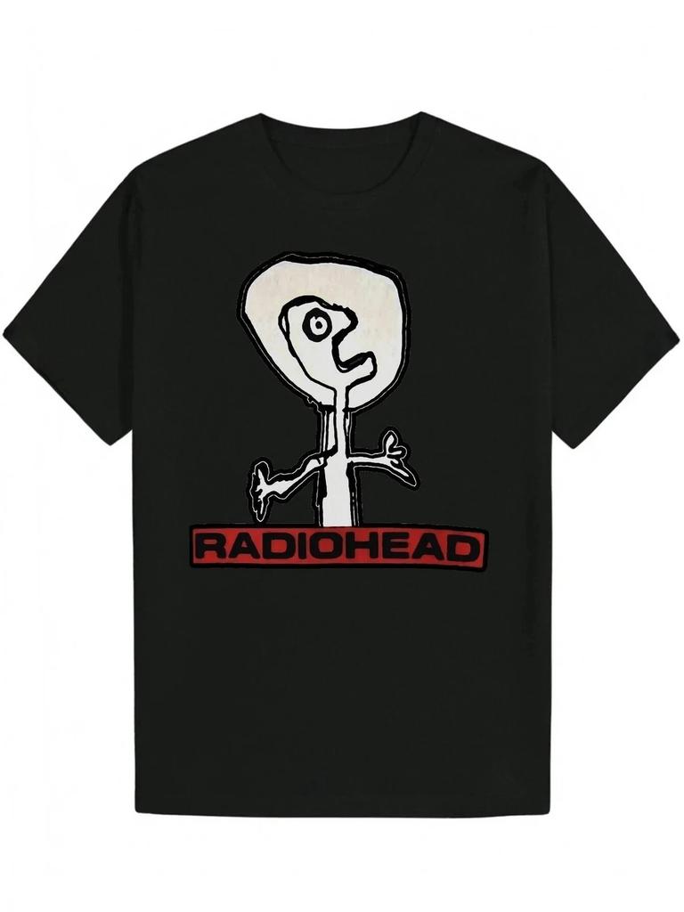 Pánské grafické černé tričko Radiohead - Vtipný design inspirovaný vintage s Abstr