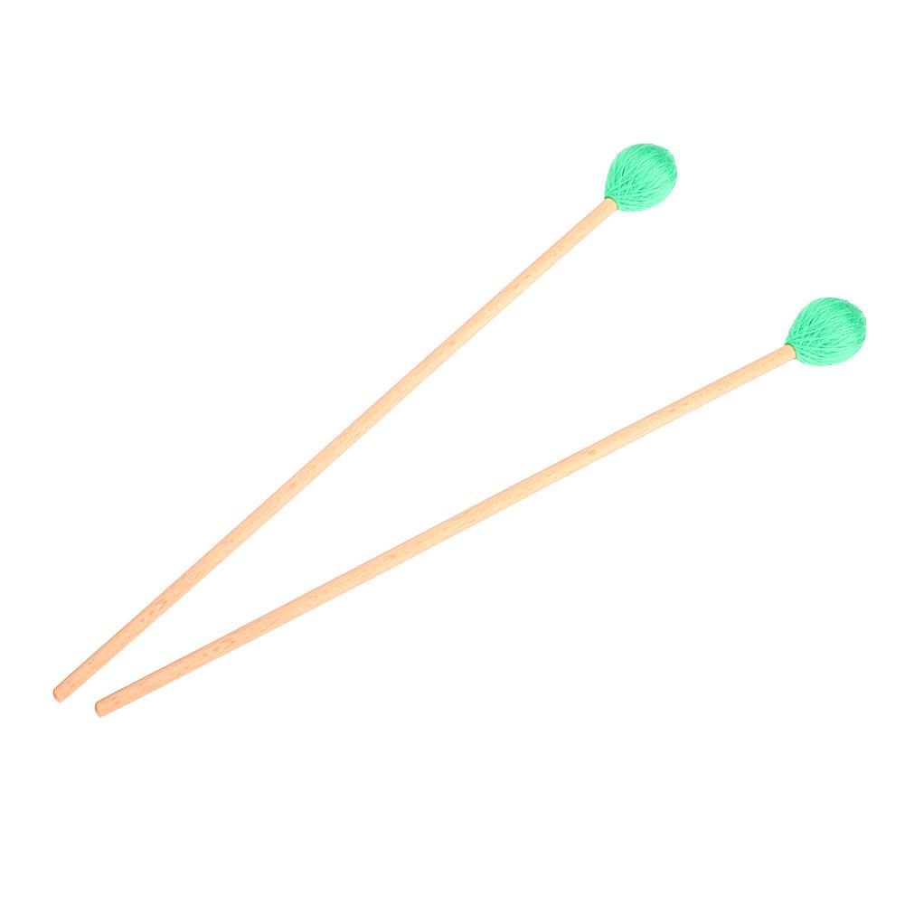 1 Pair Wool Head Keyboard Marimba Mallets with Beech Handles for Intermediate Player(Green)