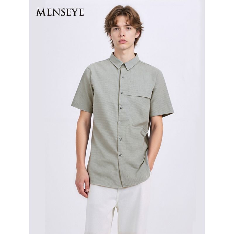 Menseye Men's Short-Sleeved Shirt Men's Summer New Textured Japanese Style Simple Business Casual