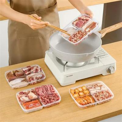 4 Grids Tragbare Fach Kühlschrank Lebensmittel Obst Lagerung Box Gefrierschrank Organisatoren Sub-Verpackt Fleisch Zwiebel Ingwer Klar Crisper
