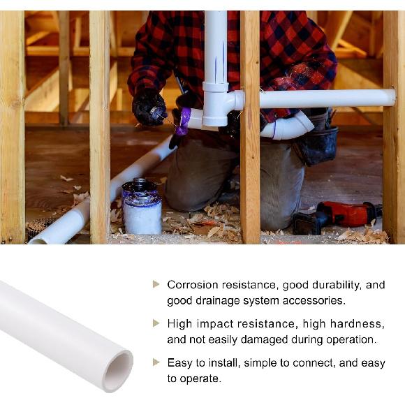 3pcs 5/8" X 0.8" PVC Pipe 24" Plastic Rigid Tubing Round High Impact Drain Pipe, [for Greenhouse Garden Home HVAC Plumbing] - 16x20mm / White