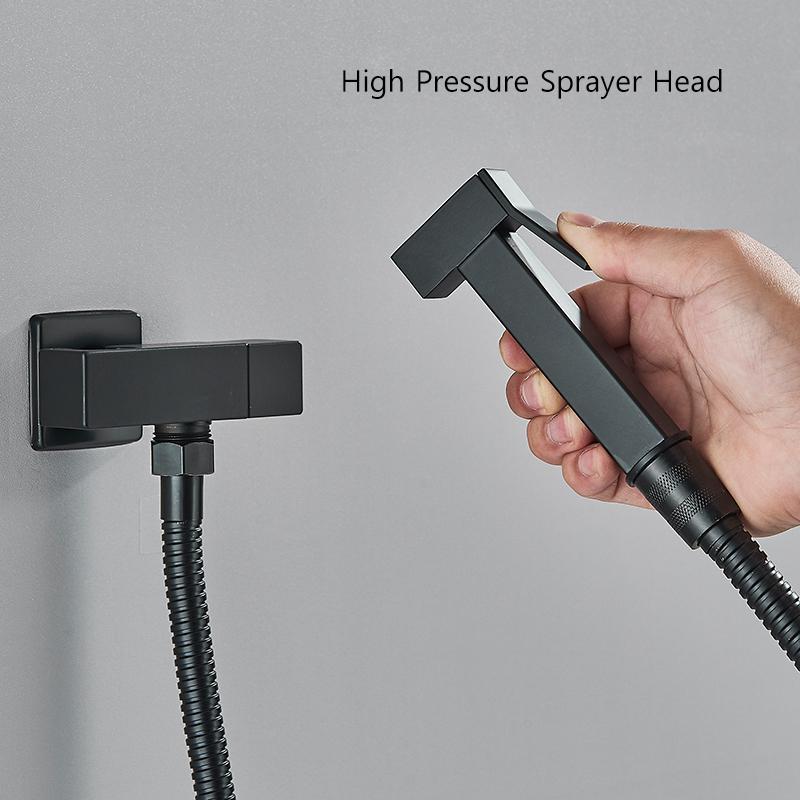 6 Finishes Pressurized Brass Bidet Shattaf Sprayer Complete Set Single Cold Water Wall Mount Handheld Spray Gun