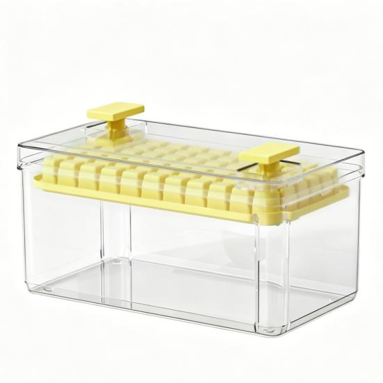 

Ice Tray with Lid Easy Release Large Ice Cube Mold PET No Odor Ice Cube Maker Press to Demold Ice Tray for Party Family 1 жовтий