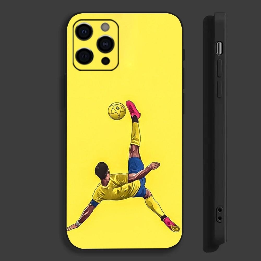 Fire Football Soccer Ball Phone Case For Apple iPhone 15,14,13,12,11,Pro,X,XS,Max,XR,Plus,Mini Soft Black Cover
