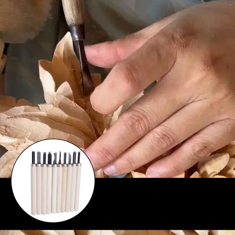 

10 pcs Set Hand Wood Chisels Carving Knife For Basic Woodcut Working Tool New top sale,New Year Gift CN