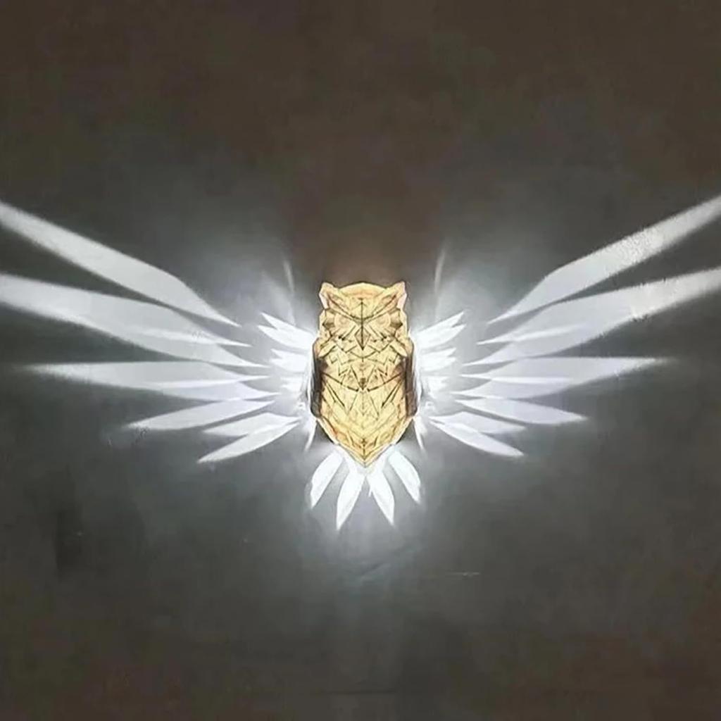 Unique Resins Owl 3D Wall Lamp Art Decors Multipurpose Illuminations Battery Operated Sconce Wall Light for Indoor Space