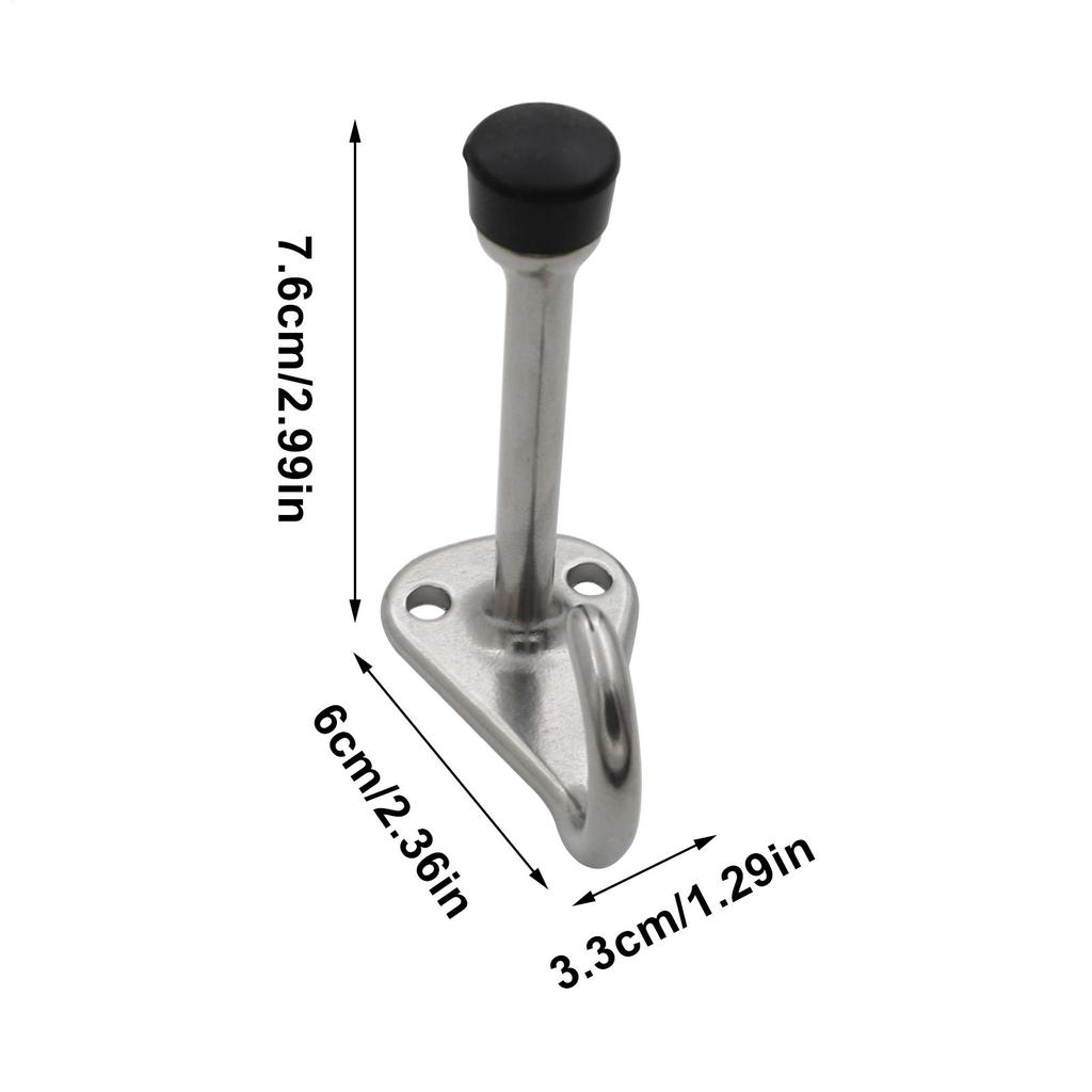 Stainless Steel RV Door Stoppers Quiet Protector Blocker Hardware Buffer Rubber Cylindrical Wall Door Stopper With Hook