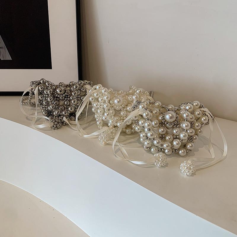 Crossbody Chain Pearl Bag With Stylish Pearl Chain For Kids Outfit Daily