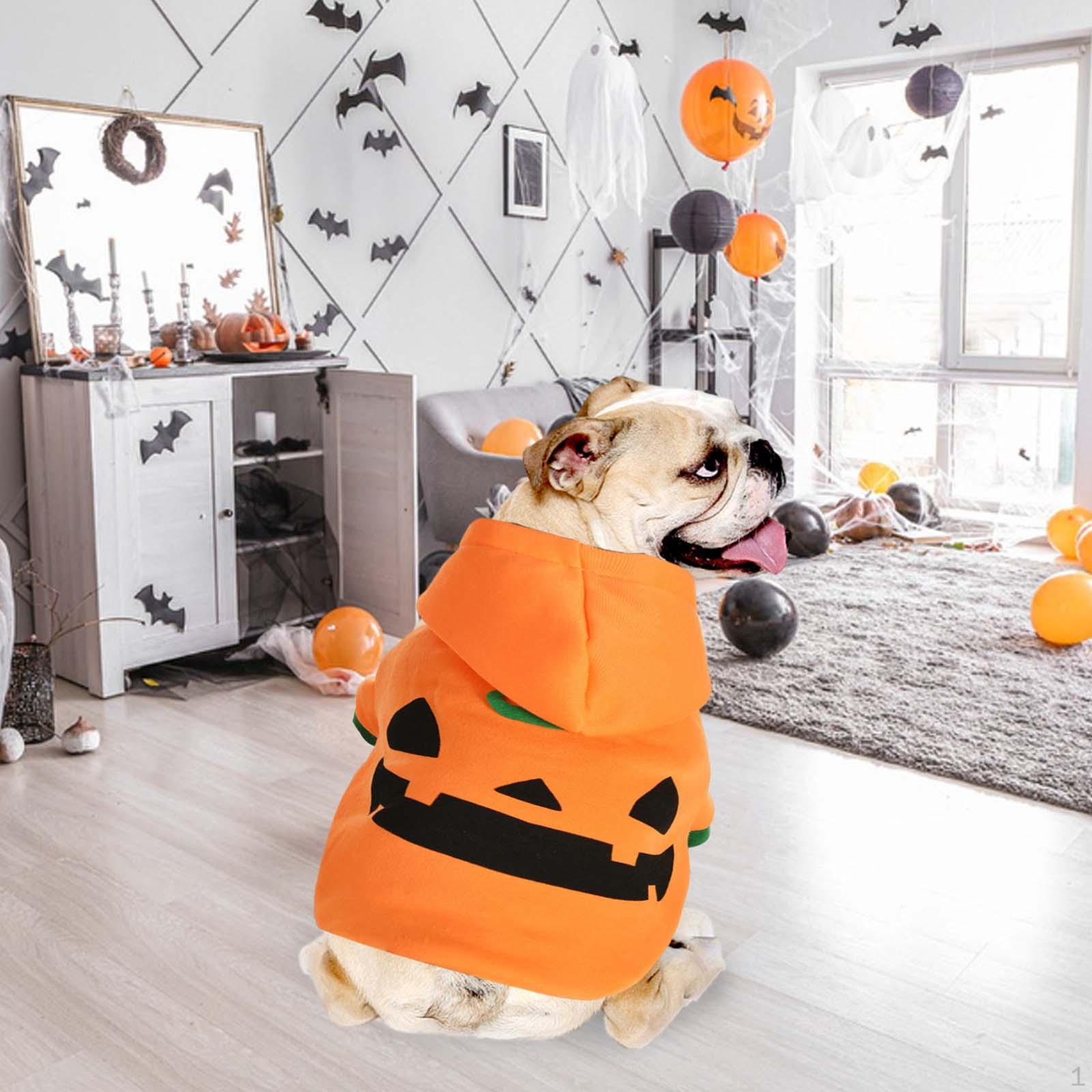 

Dog Cat Halloween Pumpkin Costume Pet Cosplay Puppy Hoodie for Party M