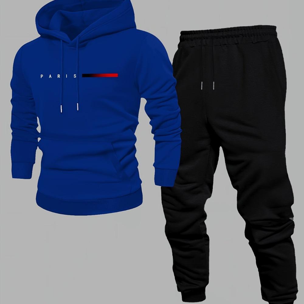 

Men s Casual Printed Fashion Set, Sweatshirt Long Sleeve and Pants Two-Piece Suit for Autumn and Winter XXL