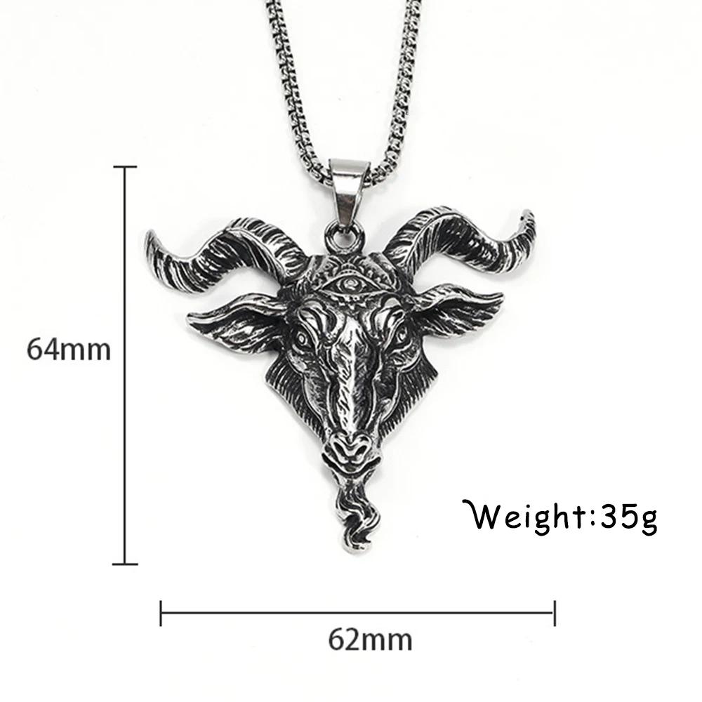 Gothic Lucifer Goat Men's Pendant Chain Popular Charm Stainless Steel Satan Baphomet Necklace Gift Jewelry Accessories