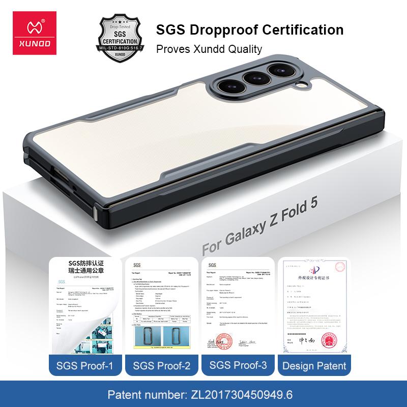 Xundd Foldable Case For Samsung Galaxy Z Fold 3 4 5 6 Fold 7 Airbag Shockproof Shell Glass&PC&TPU Protection Cover