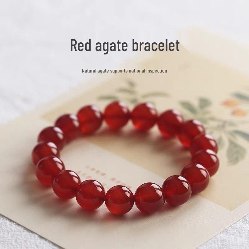 Red Agate Dragon Birth Year Bracelet for Couples, 7A Grade Chalcedony Beads, Unisex Accessory