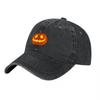 Halloween Pumpkin Patch Washed Canvas Baseball Cap Embroidered Jack O Lantern Hat for Unisex Women