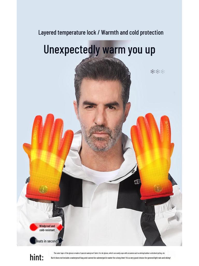 Heated Waterproof Winter Gloves: Electric Motorcycle & Ski Wear for Men and Women, Thickened with Velvet, Cold-Resistant.