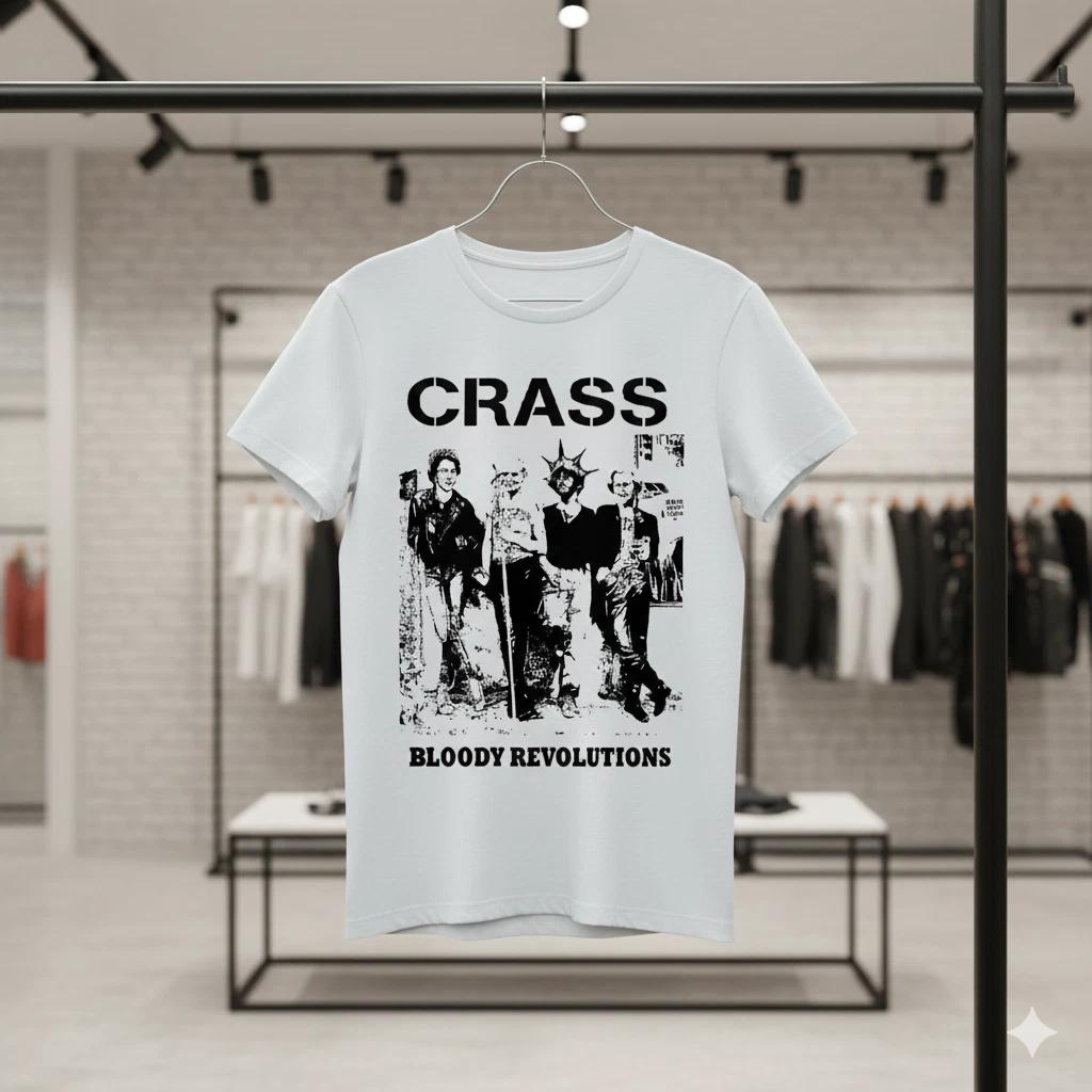 Unisex Adult Casual Music Crass Bloody Revolutions T-Shirt Anarcho ... XXL